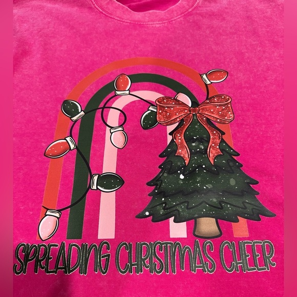 NEW Stonewashed Hot Pink Christmas Cheer Shirt - Picture 2 of 2